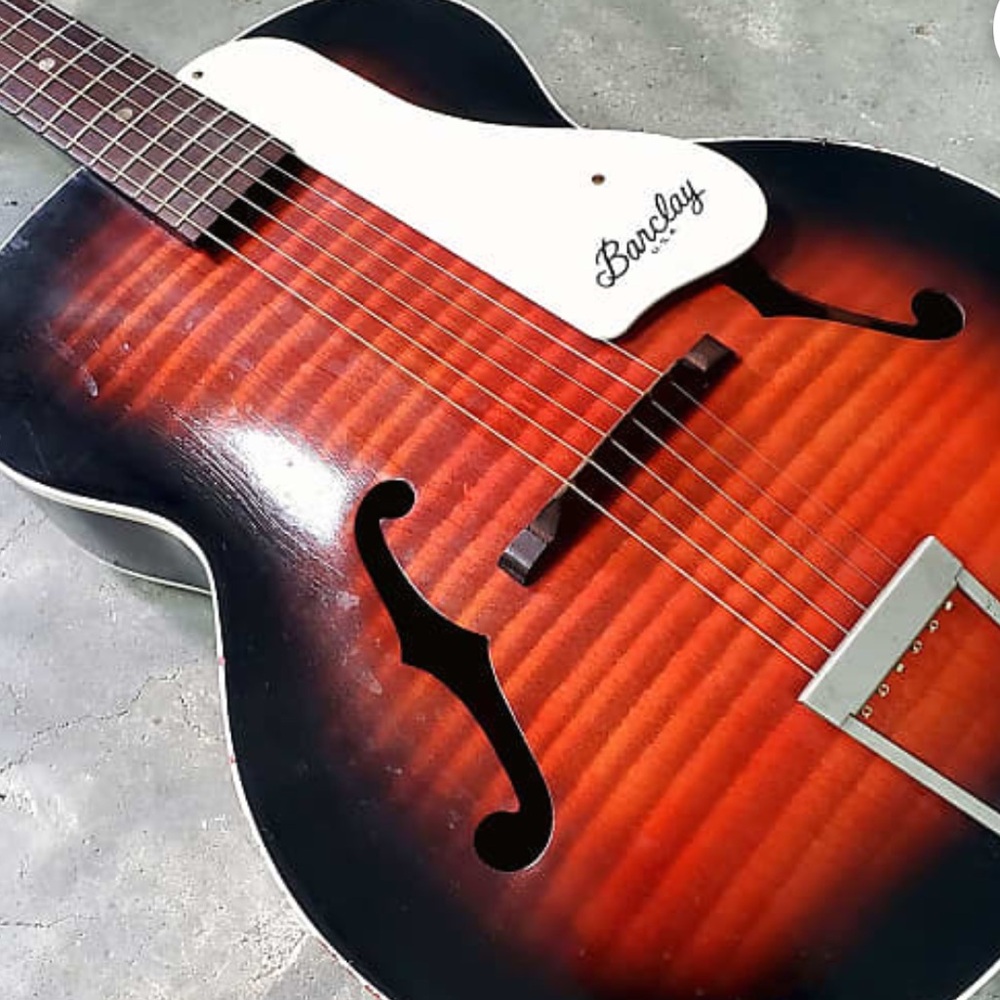 Barclay Archtop Acoustic Guitar with Redburst Finish
